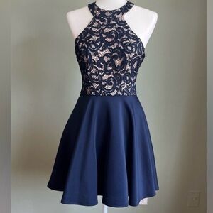 B Darlin Juniors' Halter Fit & Flare Dress | Navy | Sz: 7/8